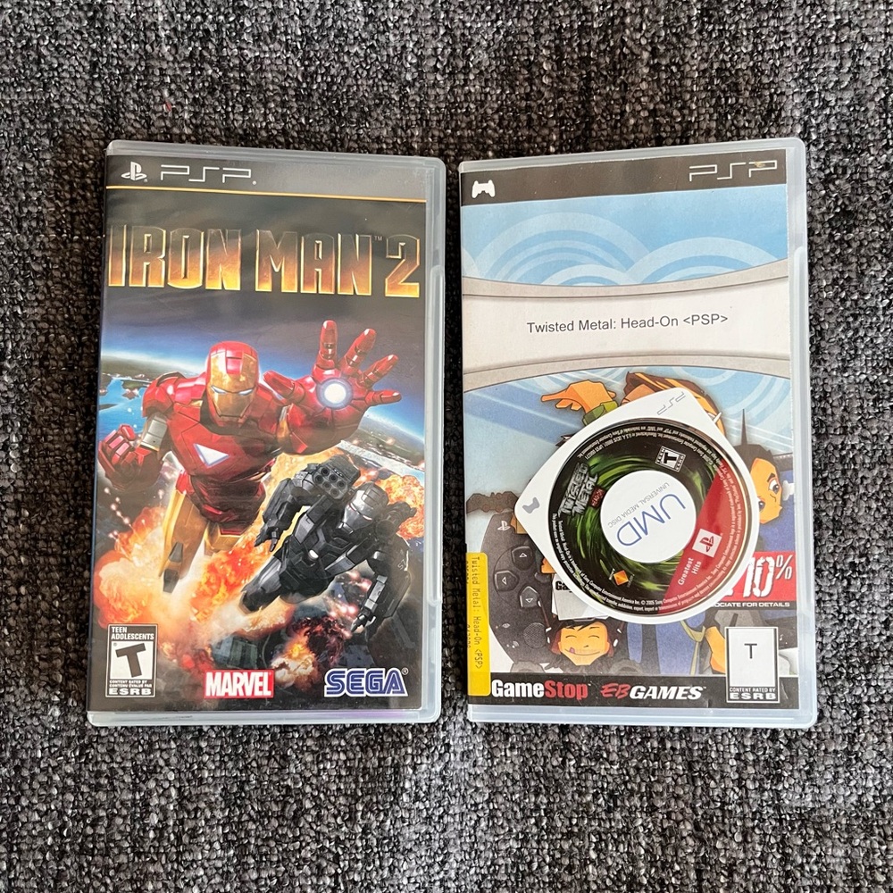Sony PSP 2 Game Lot Iron Man 2 and Twisted‎ Metal Head On
